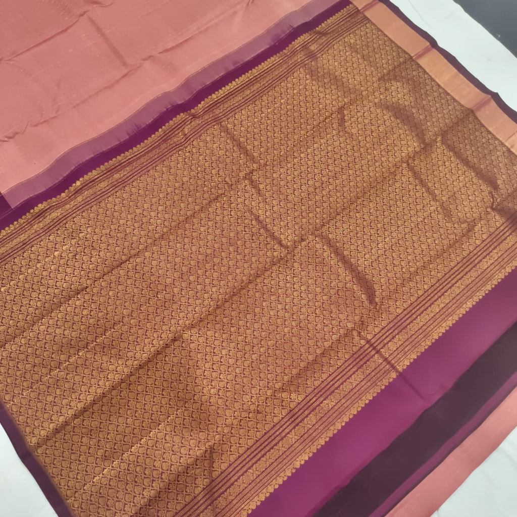 Pure Kanchipuram Silk Saree – Onion Pink and Deep Wine
