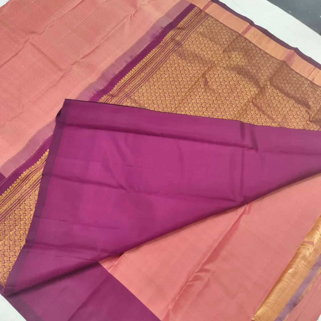 Pure Kanchipuram Silk Saree – Onion Pink and Deep Wine