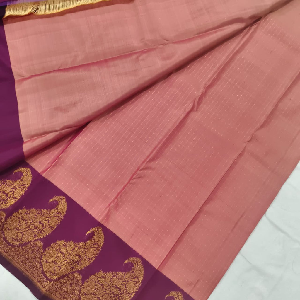 Pure Kanchipuram Silk Saree – Onion Pink and Deep Wine