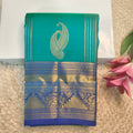 Pure Kanchipuram Silk Saree – Peacock Blue