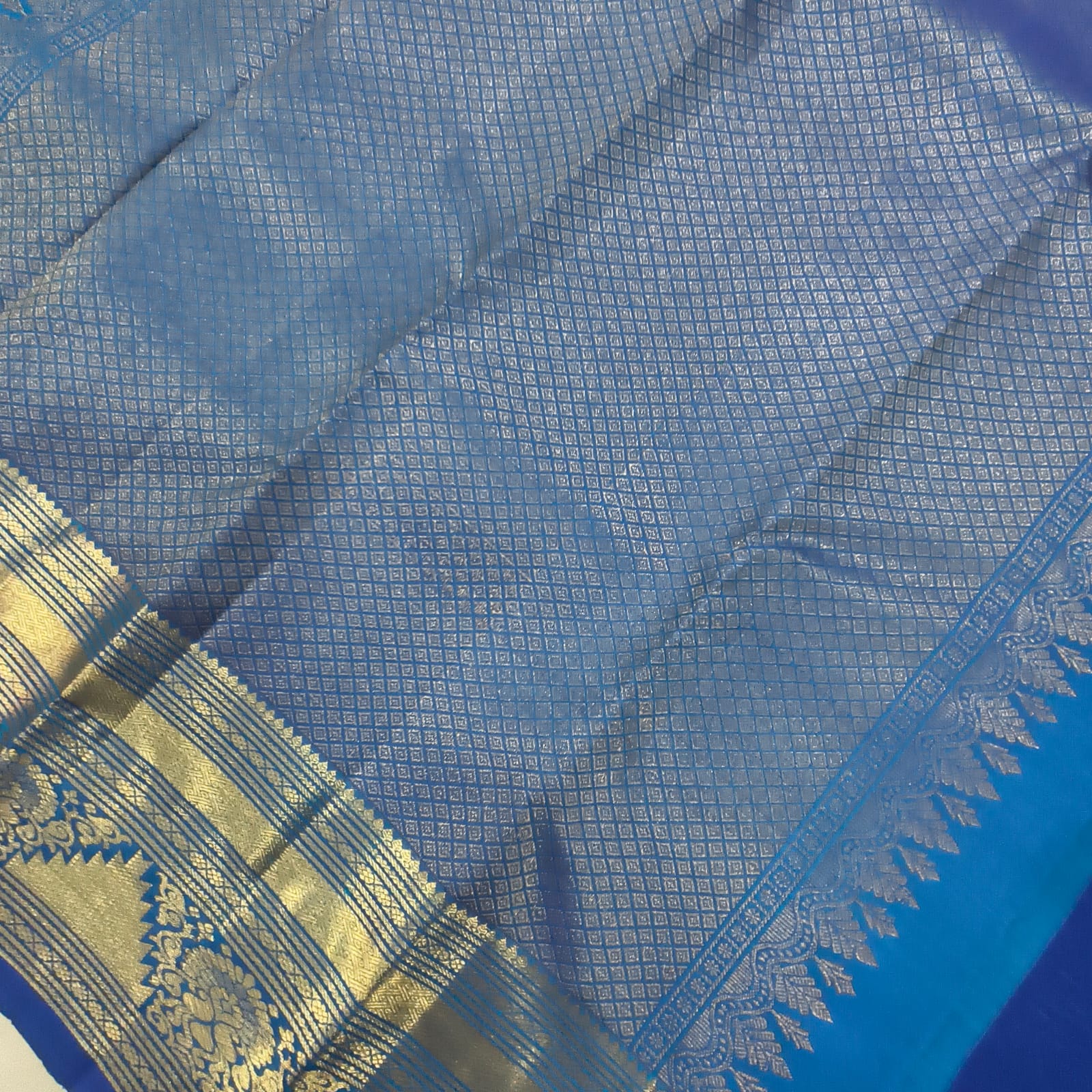Pure Kanchipuram Silk Saree – Peacock Blue
