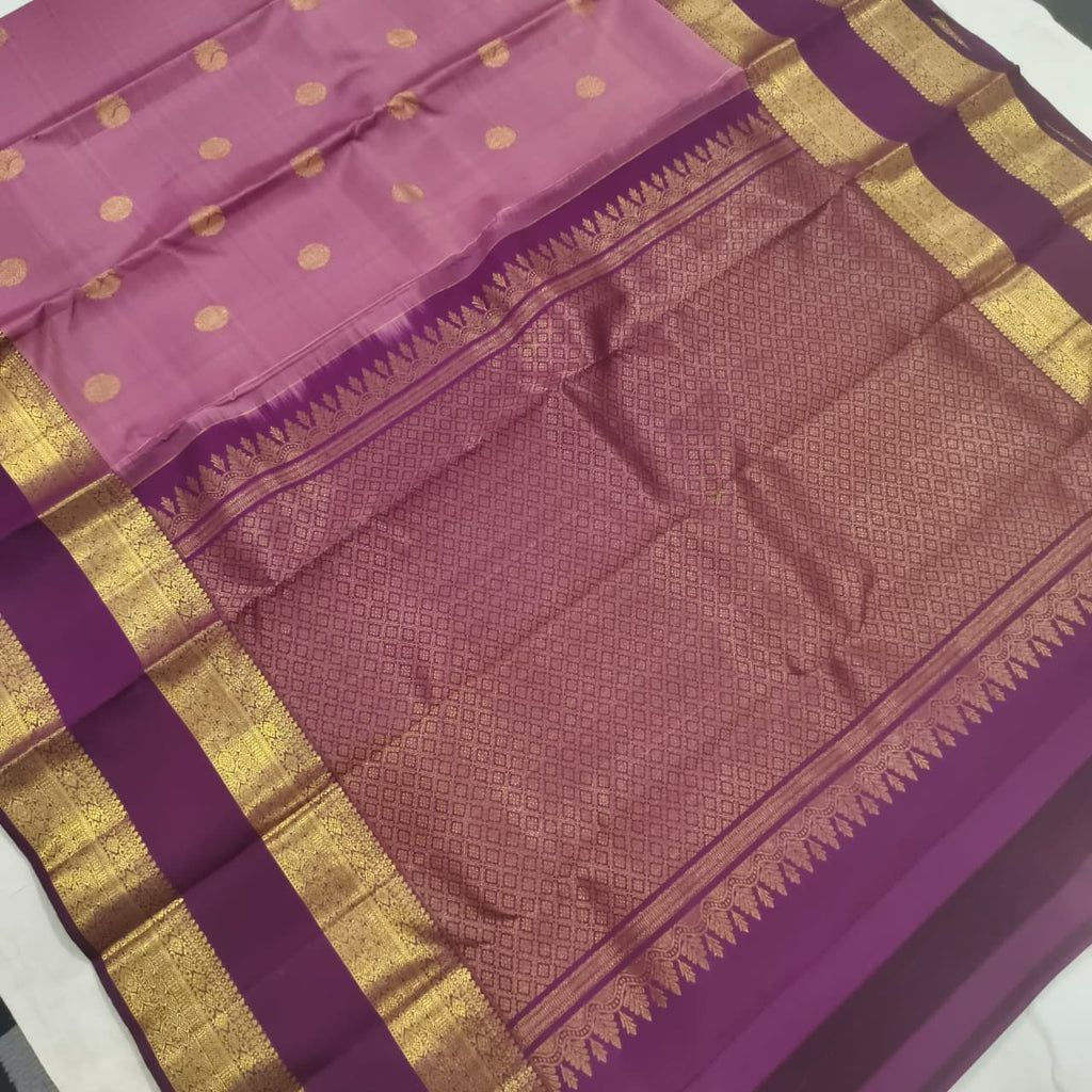 Pure Kanchipuram Silk Saree – Onion Pink and Deep Wine