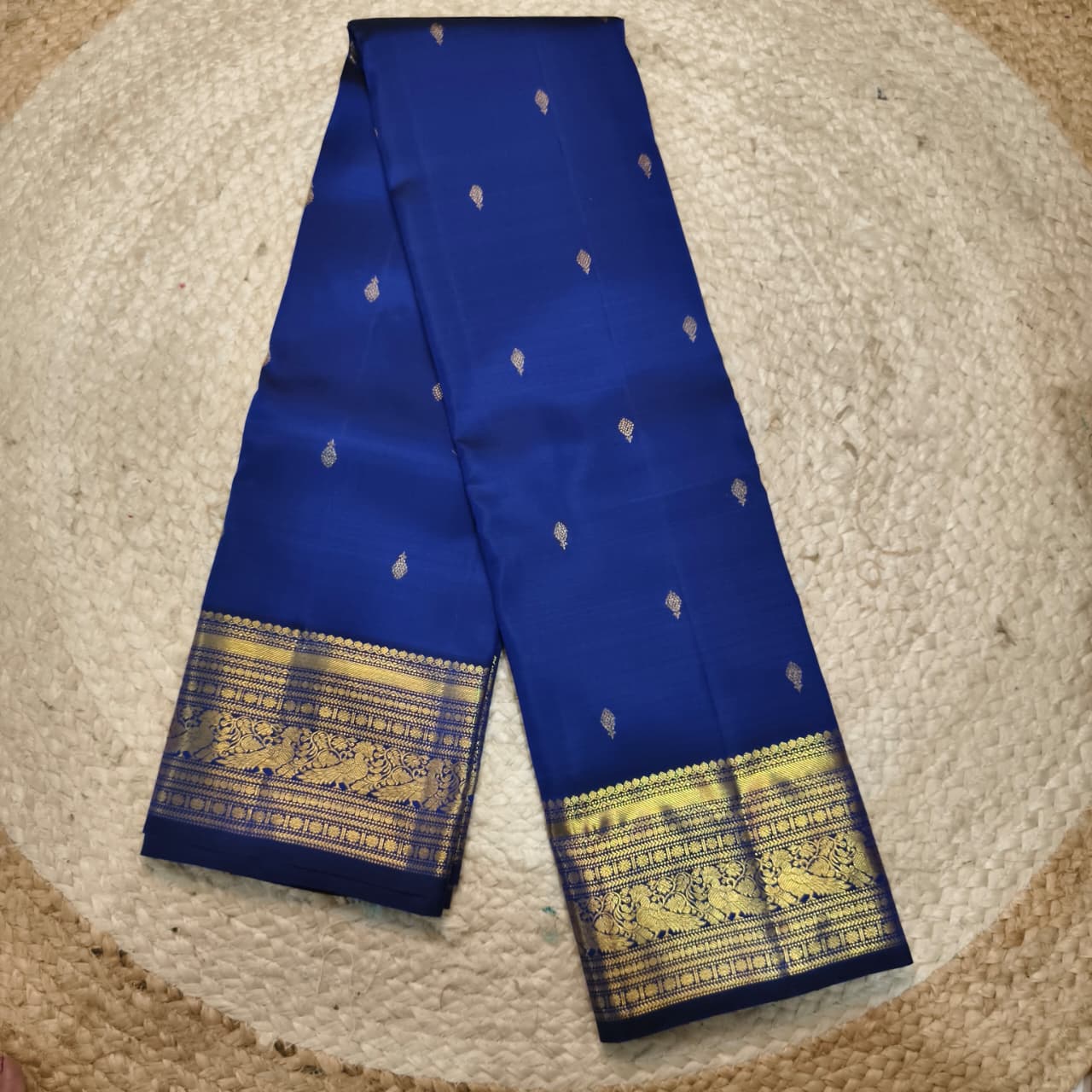Pure Kanchipuram Silk Saree –Blue and Rexona Green