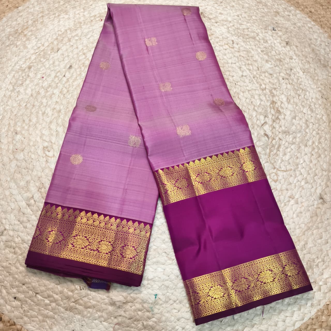 Pure Kanchipuram Silk Saree – Onion Pink and Deep Wine