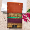 Pure Kanchipuram Silk Saree – Rust Orange and Deep Chocolate