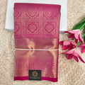 Semi Kanchipuram Brocade Silk Saree- Rani Pink