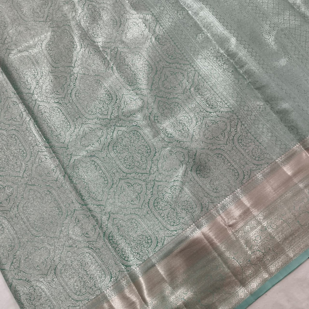Semi Kanchipuram Brocade Silk Saree- Sea Green