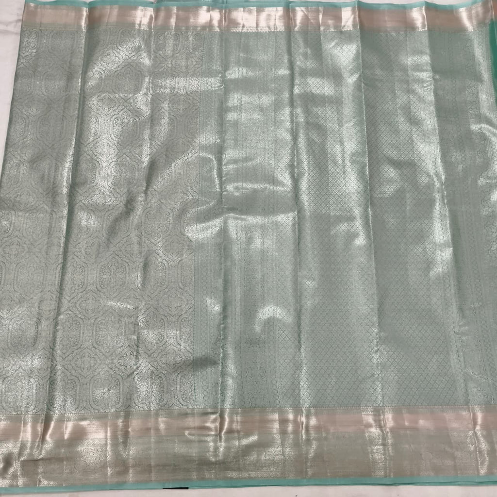 Semi Kanchipuram Brocade Silk Saree- Sea Green