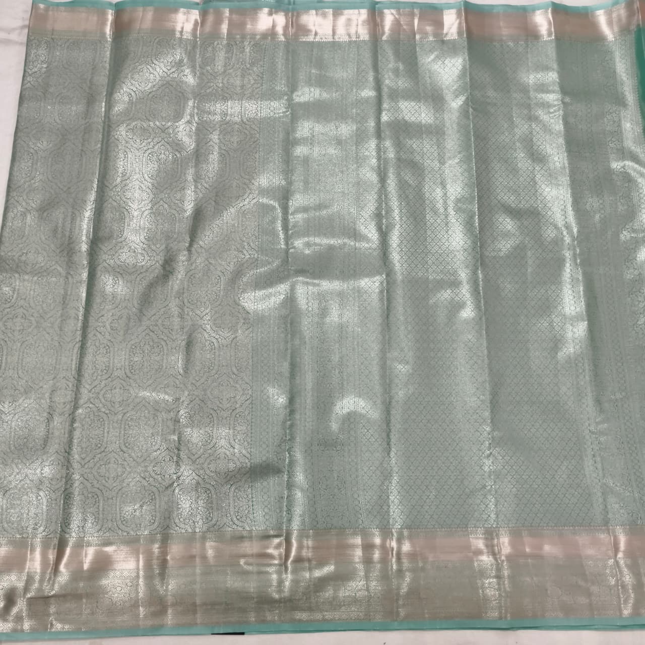 Semi Kanchipuram Brocade Silk Saree- Sea Green