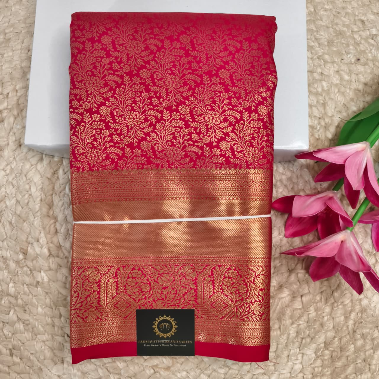 Semi Kanchipuram Brocade Silk Saree- Red