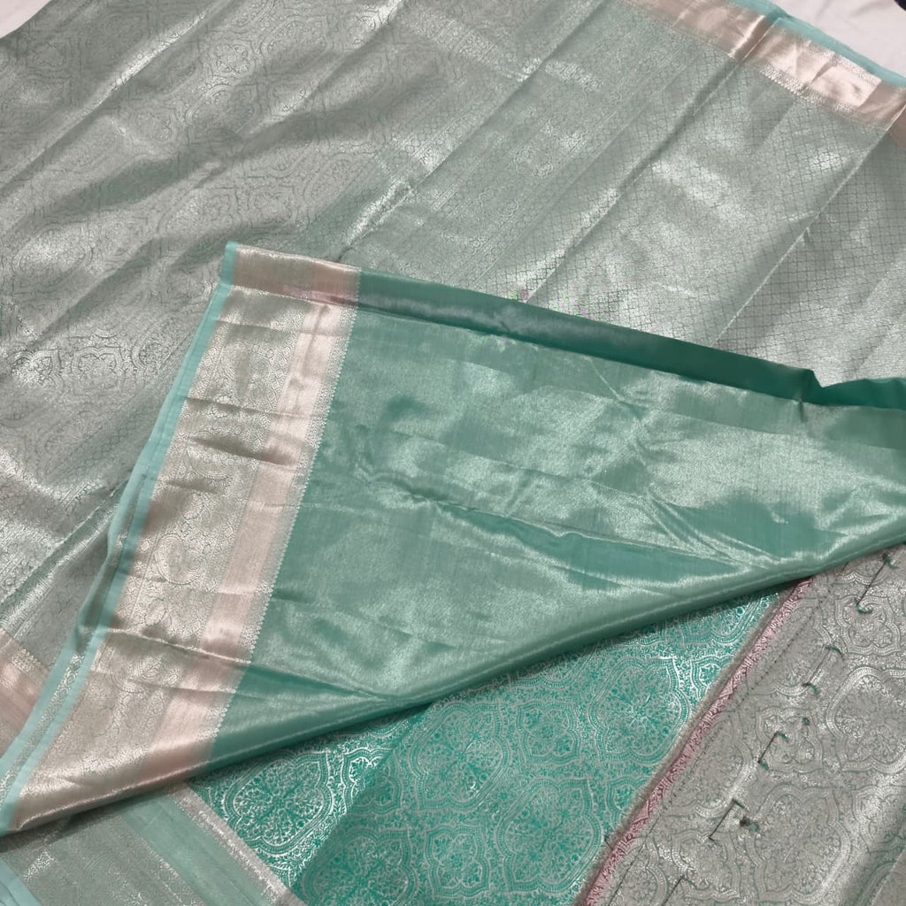 Semi Kanchipuram Brocade Silk Saree- Sea Green