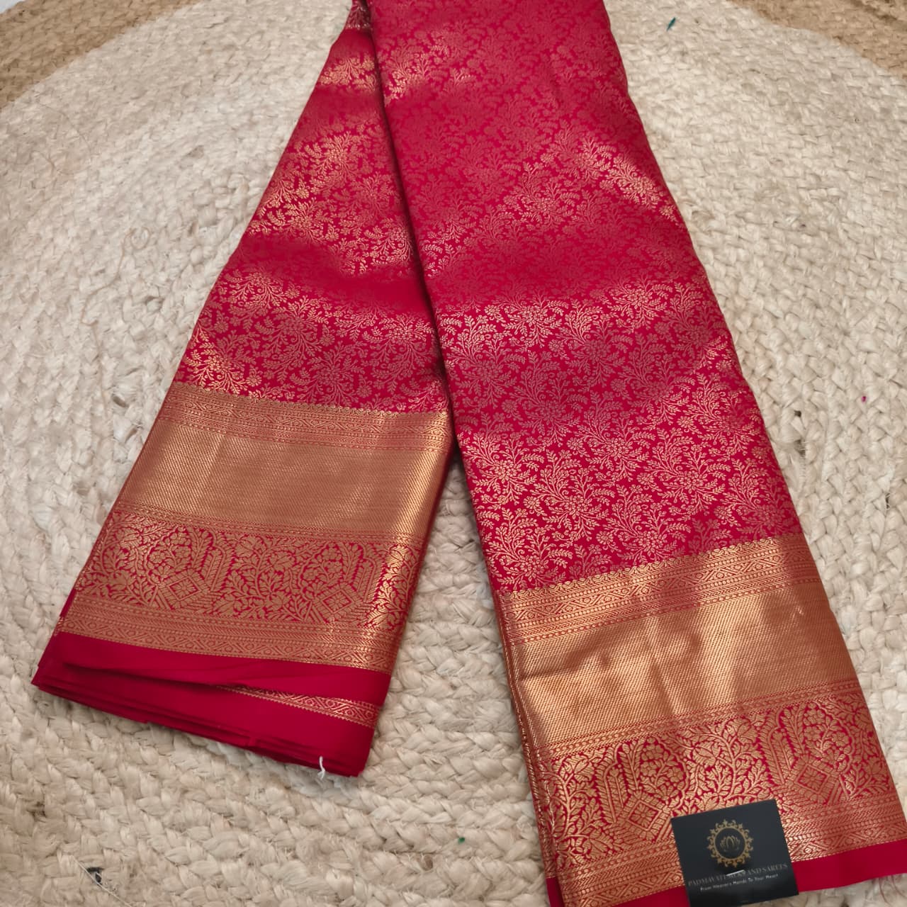 Semi Kanchipuram Brocade Silk Saree- Red