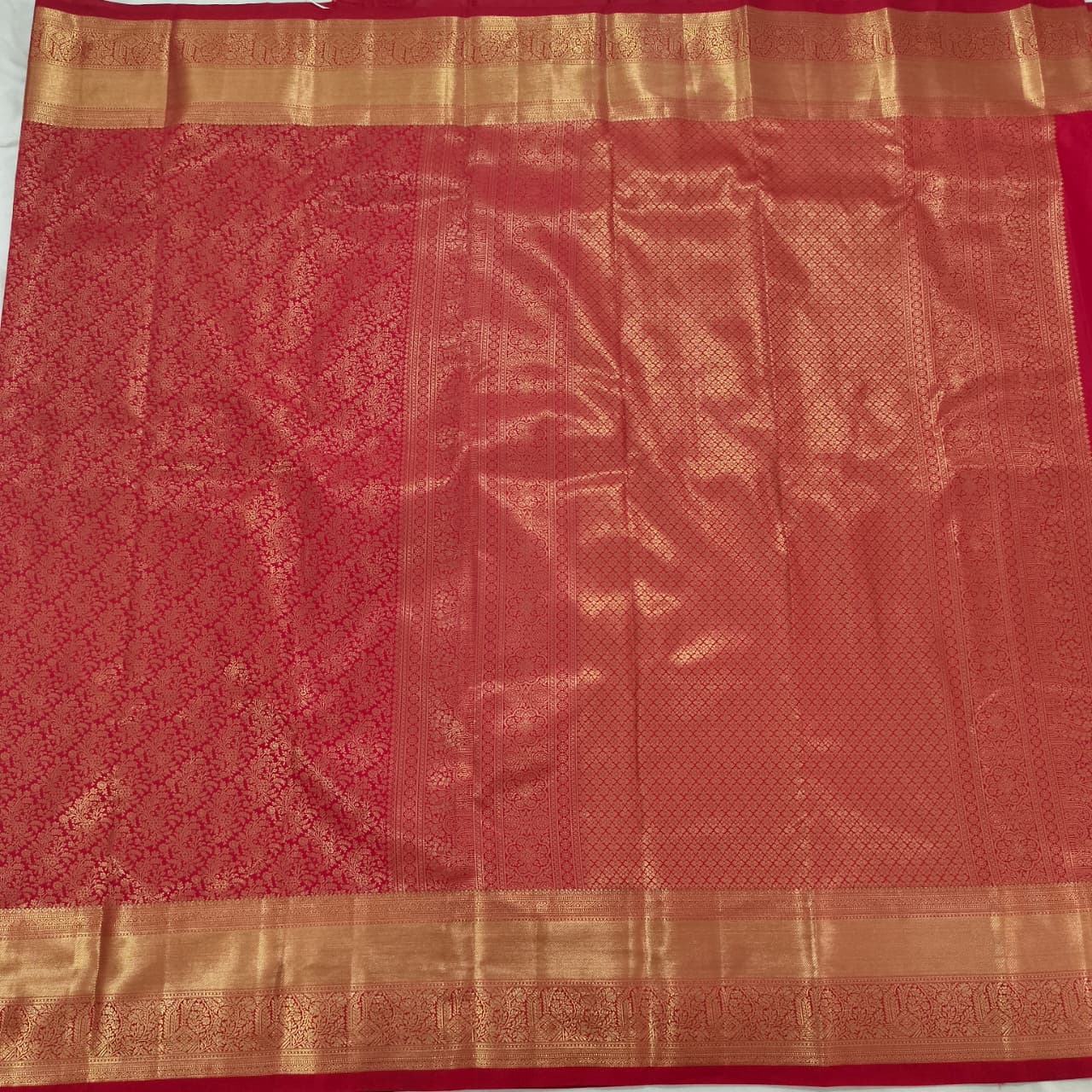 Semi Kanchipuram Brocade Silk Saree- Red