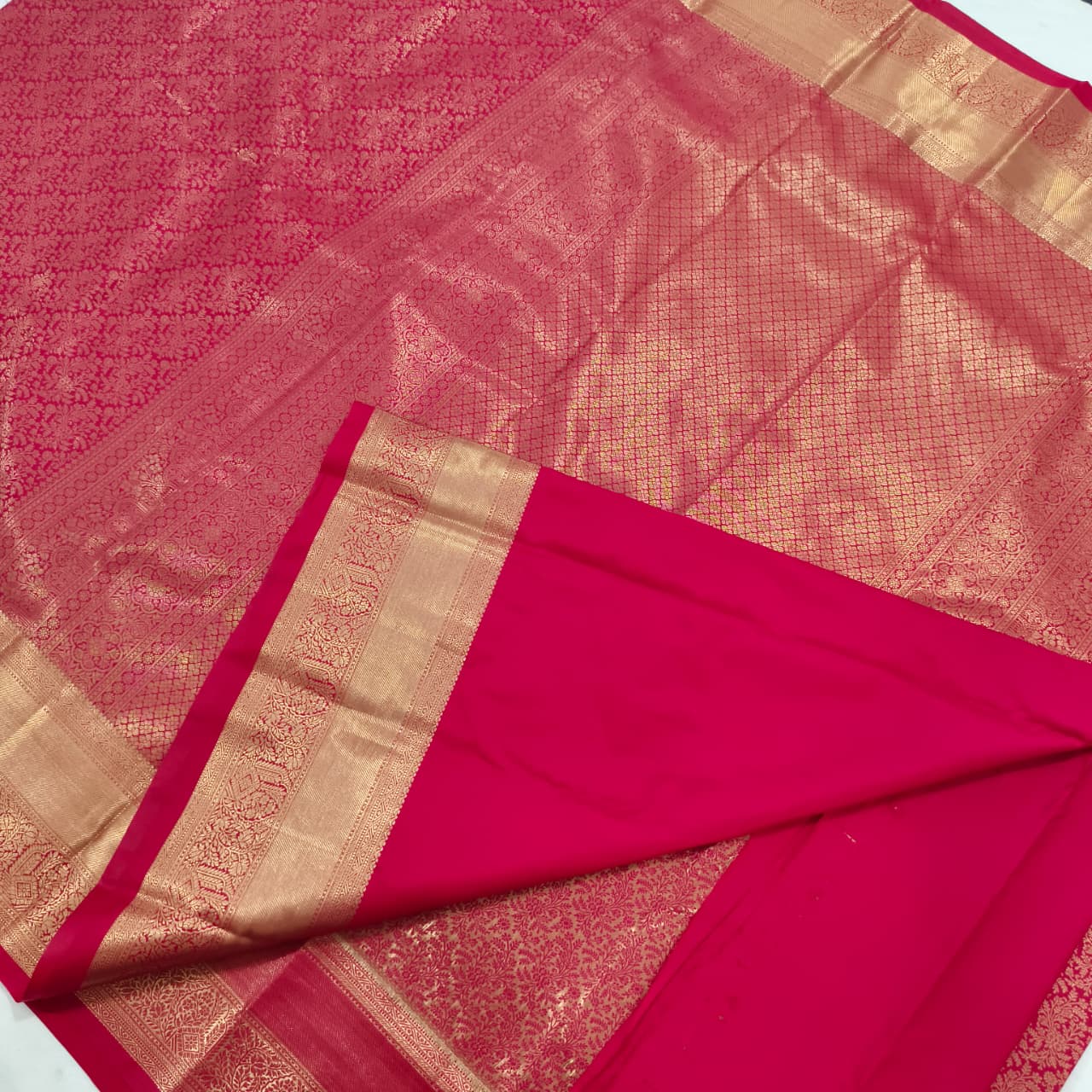 Semi Kanchipuram Brocade Silk Saree- Red