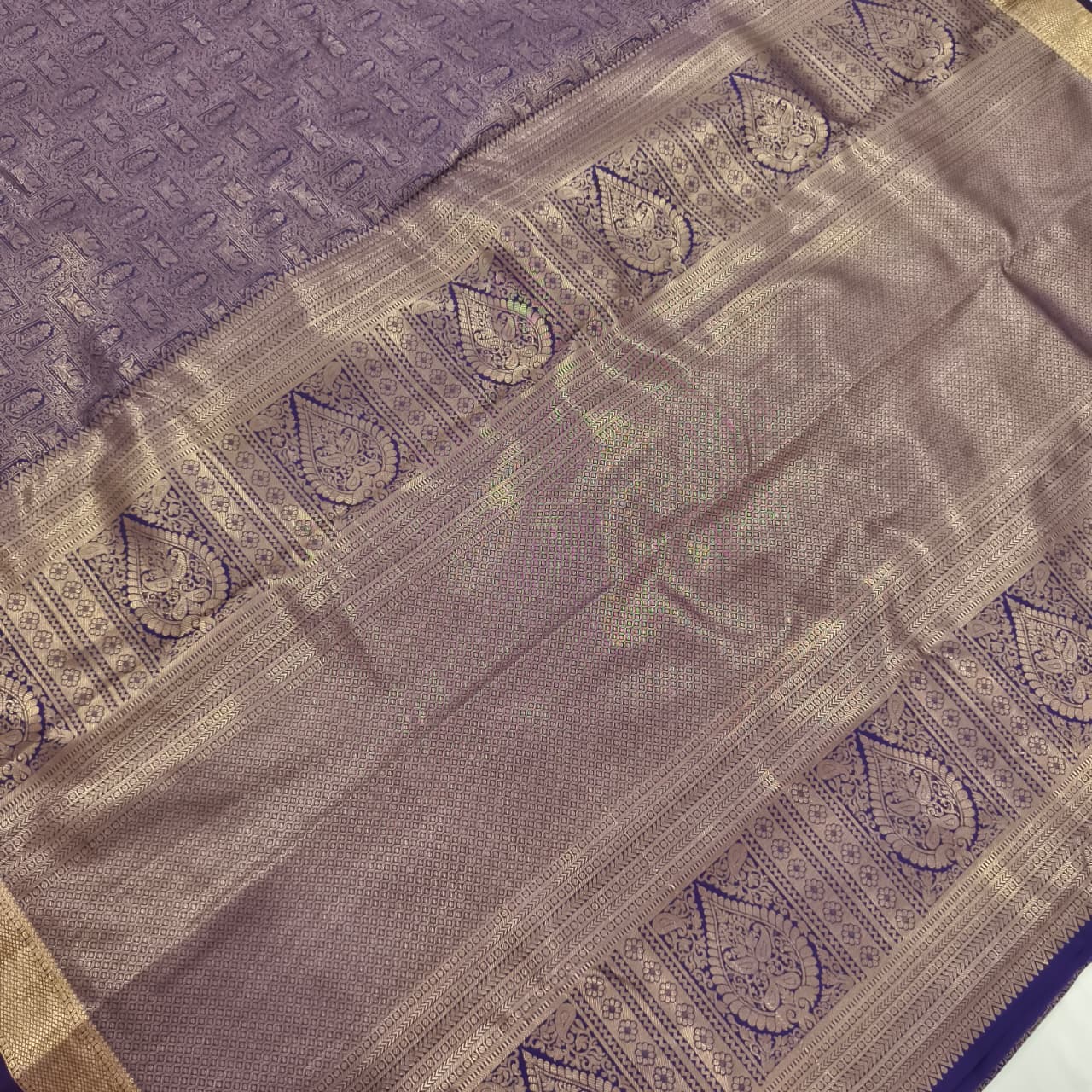 Semi Kanchipuram Brocade Silk Saree- Purple