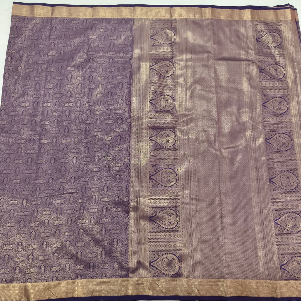 Semi Kanchipuram Brocade Silk Saree- Purple