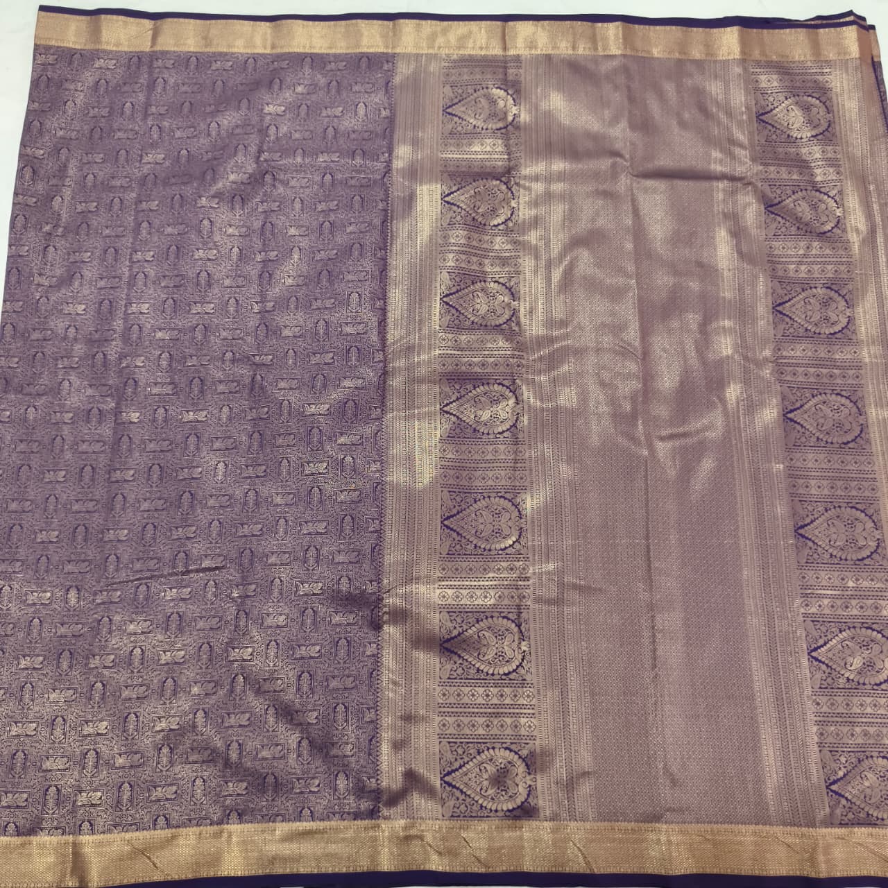 Semi Kanchipuram Brocade Silk Saree- Purple