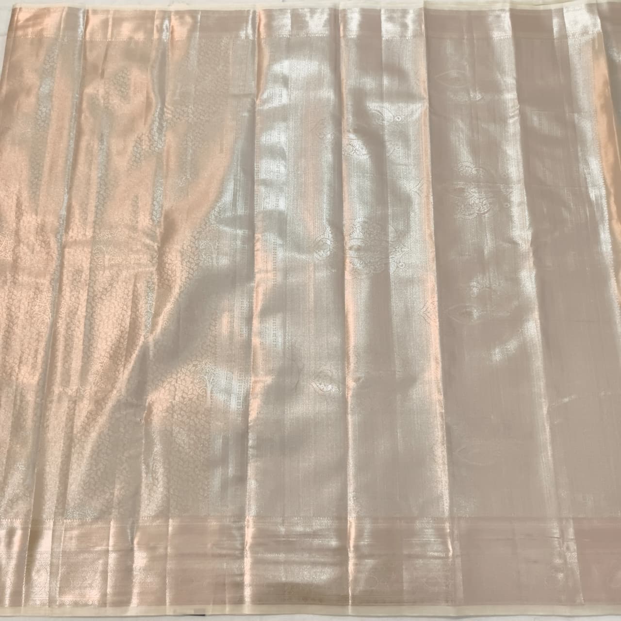 Semi Kanchipuram Brocade Silk Saree- Pearl Beige