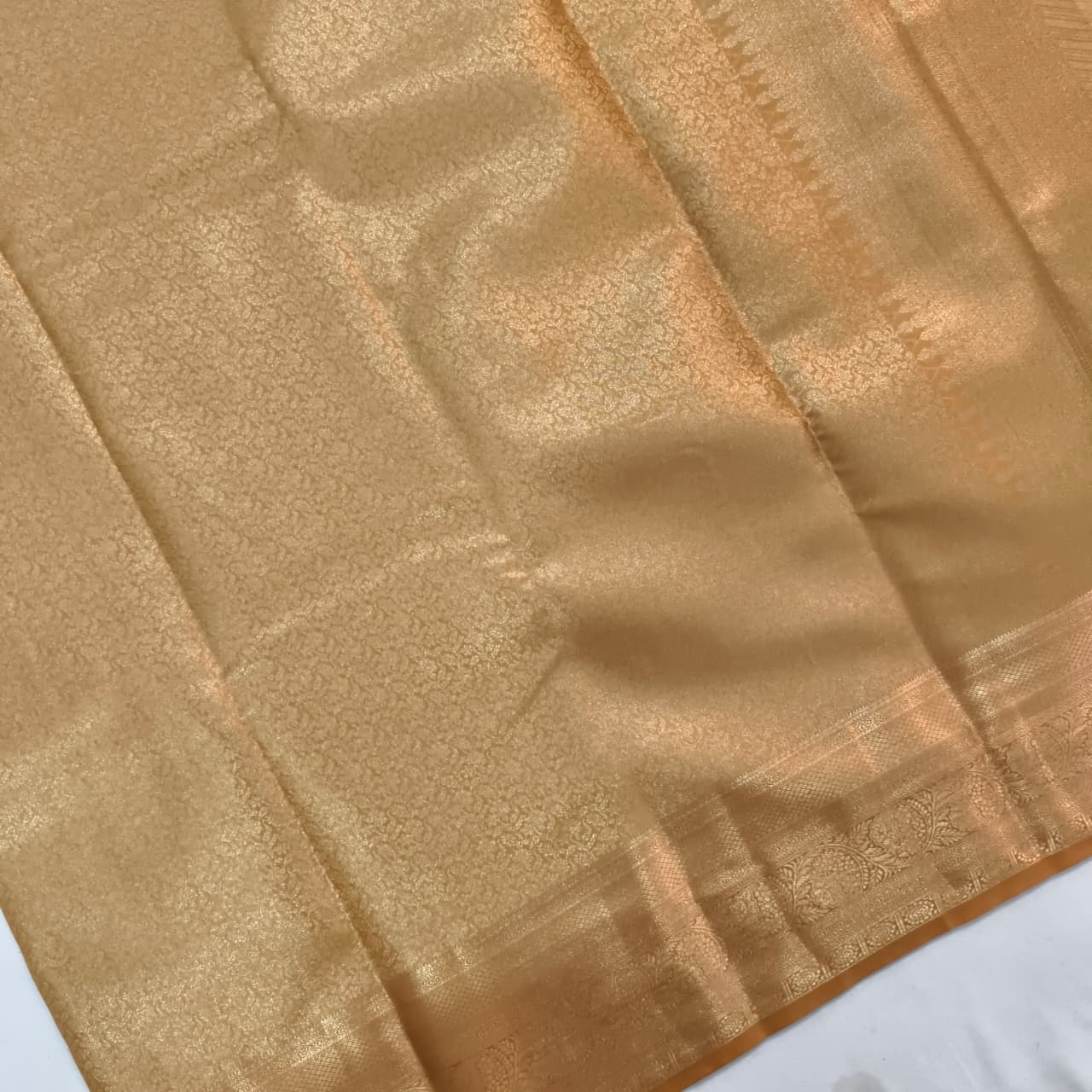 Semi Kanchipuram Brocade Silk Saree- Golden Yellow