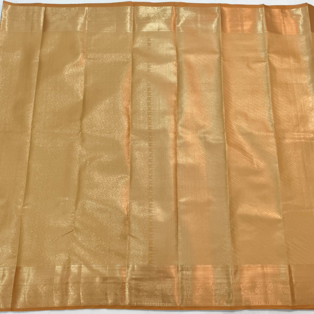 Semi Kanchipuram Brocade Silk Saree- Golden Yellow