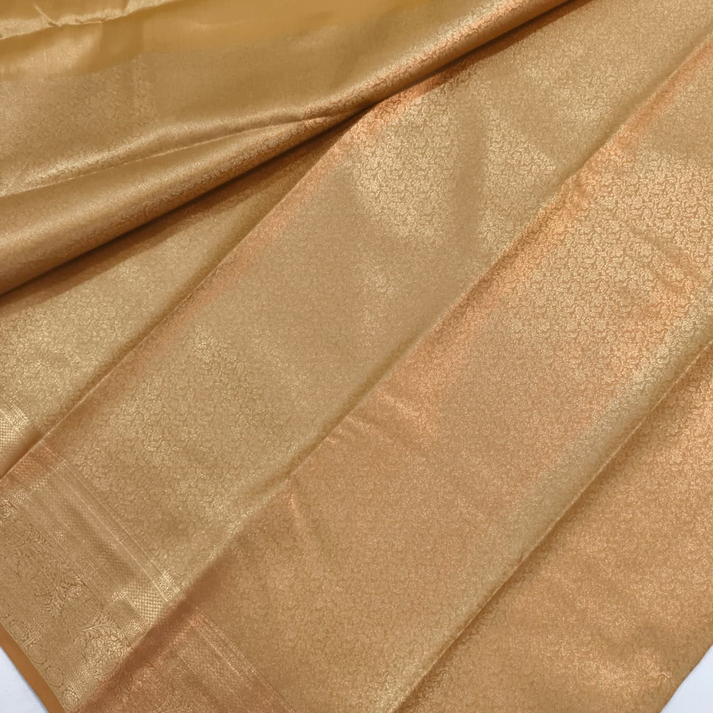 Semi Kanchipuram Brocade Silk Saree- Golden Yellow