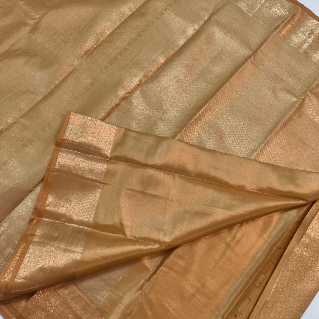 Semi Kanchipuram Brocade Silk Saree- Golden Yellow