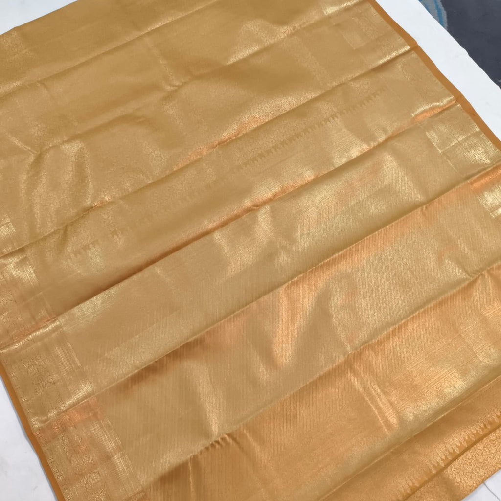Semi Kanchipuram Brocade Silk Saree- Golden Yellow