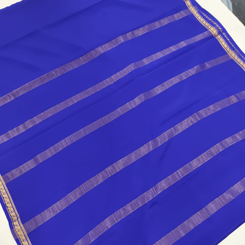 Pure Mysore Crepe Silk Saree – Dark Blue
