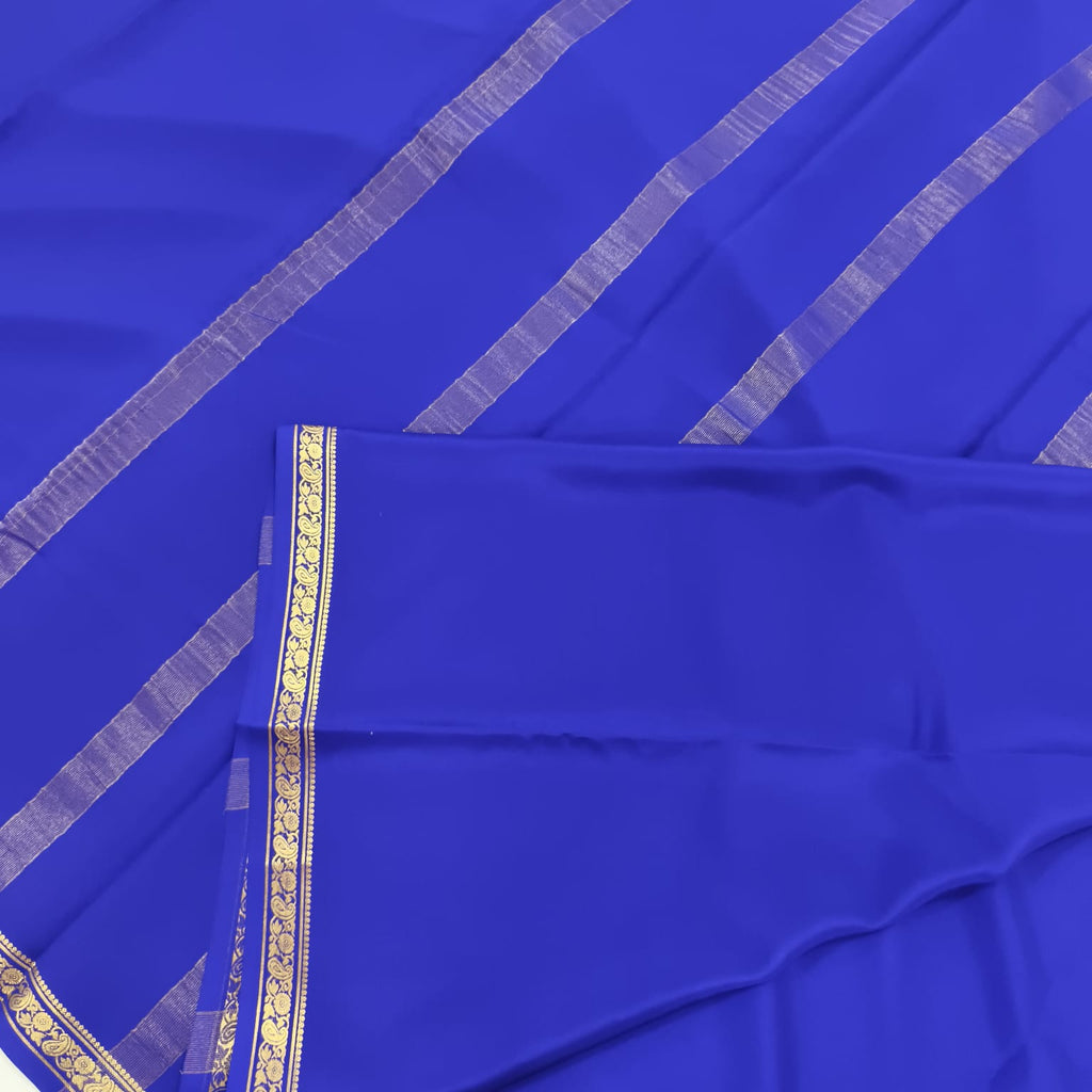 Pure Mysore Crepe Silk Saree – Dark Blue