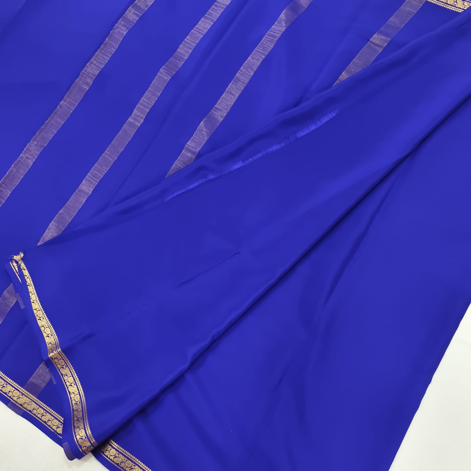 Pure Mysore Crepe Silk Saree – Dark Blue