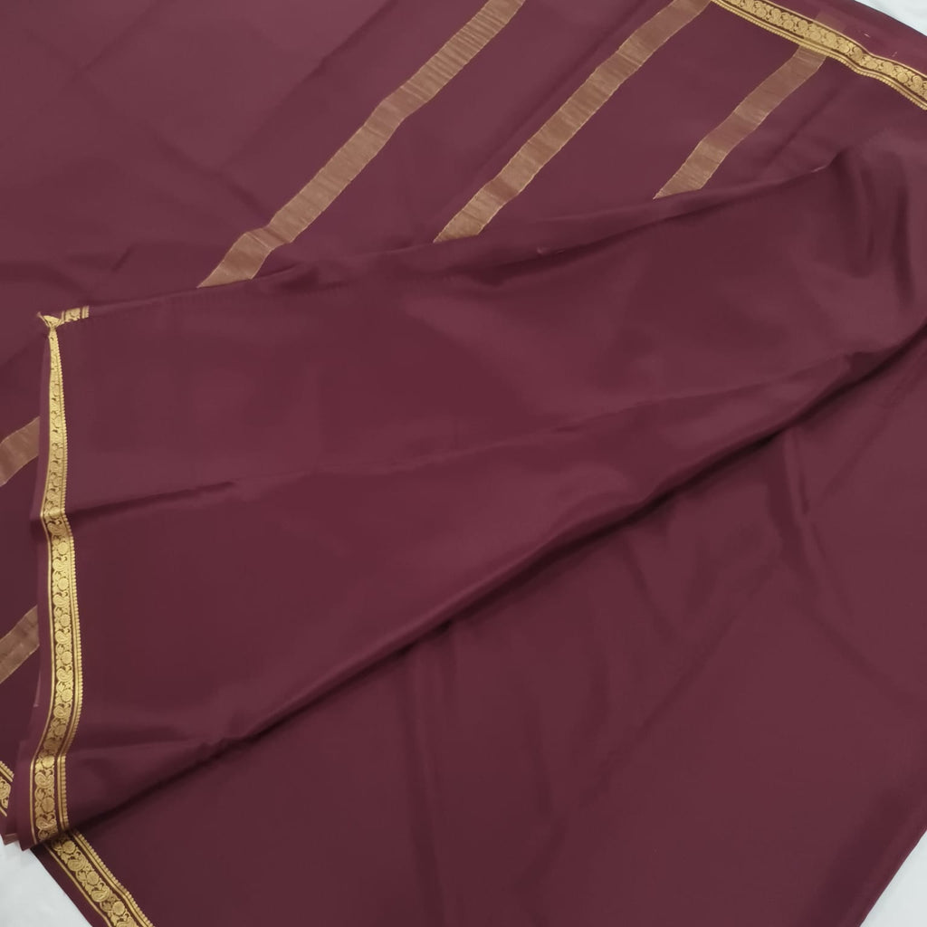 Pure Mysore Crepe Silk Saree – Deep Chocolate