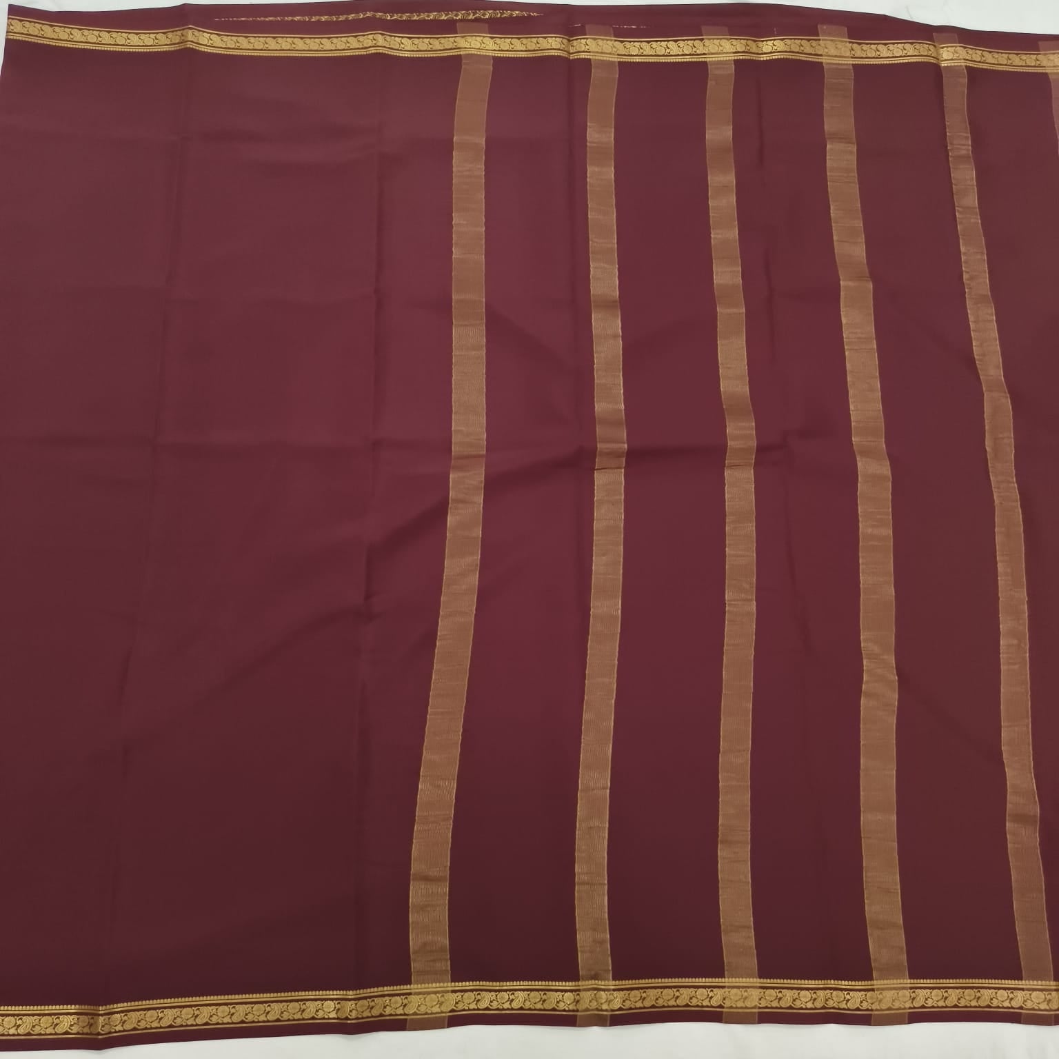 Pure Mysore Crepe Silk Saree – Deep Chocolate