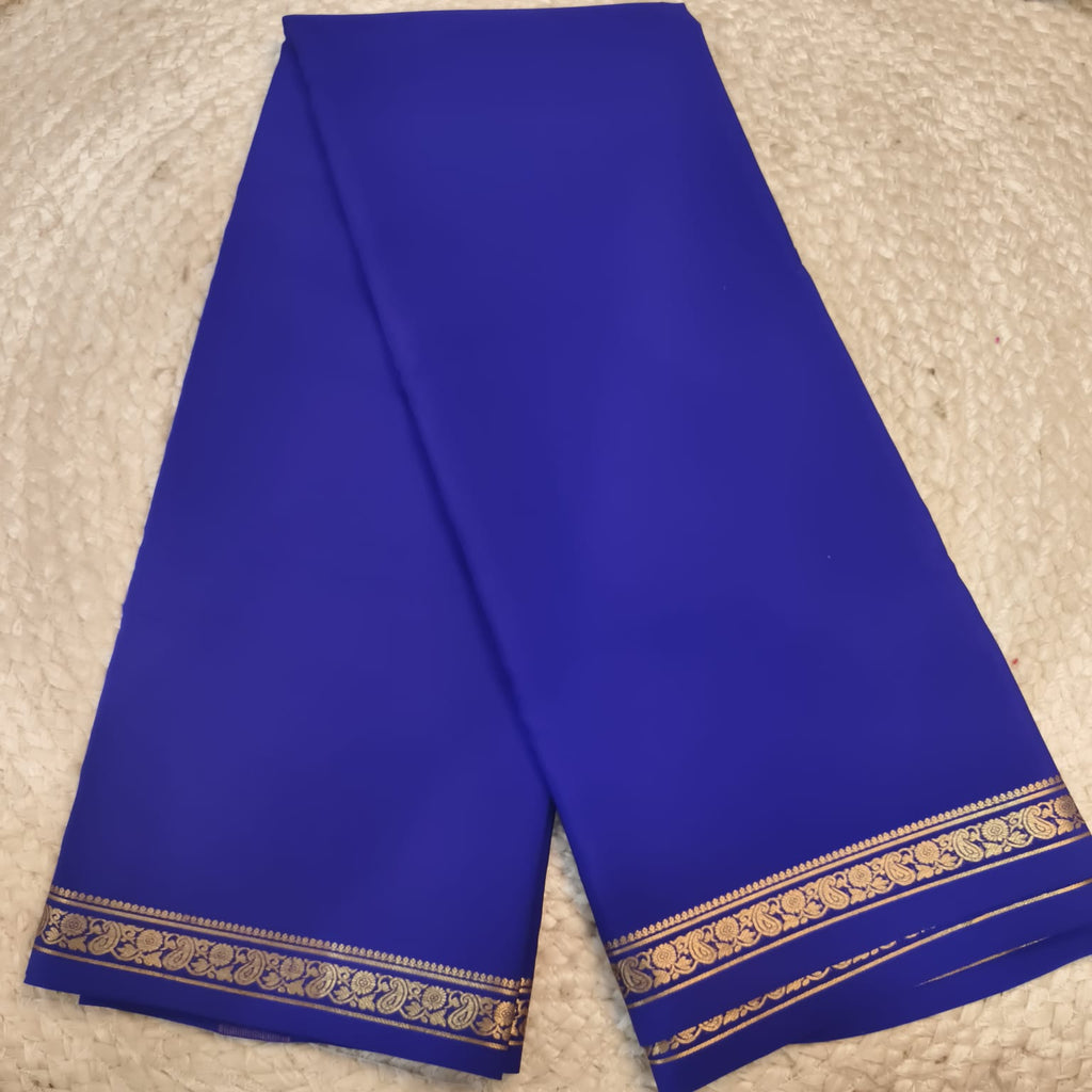 Pure Mysore Crepe Silk Saree – Dark Blue