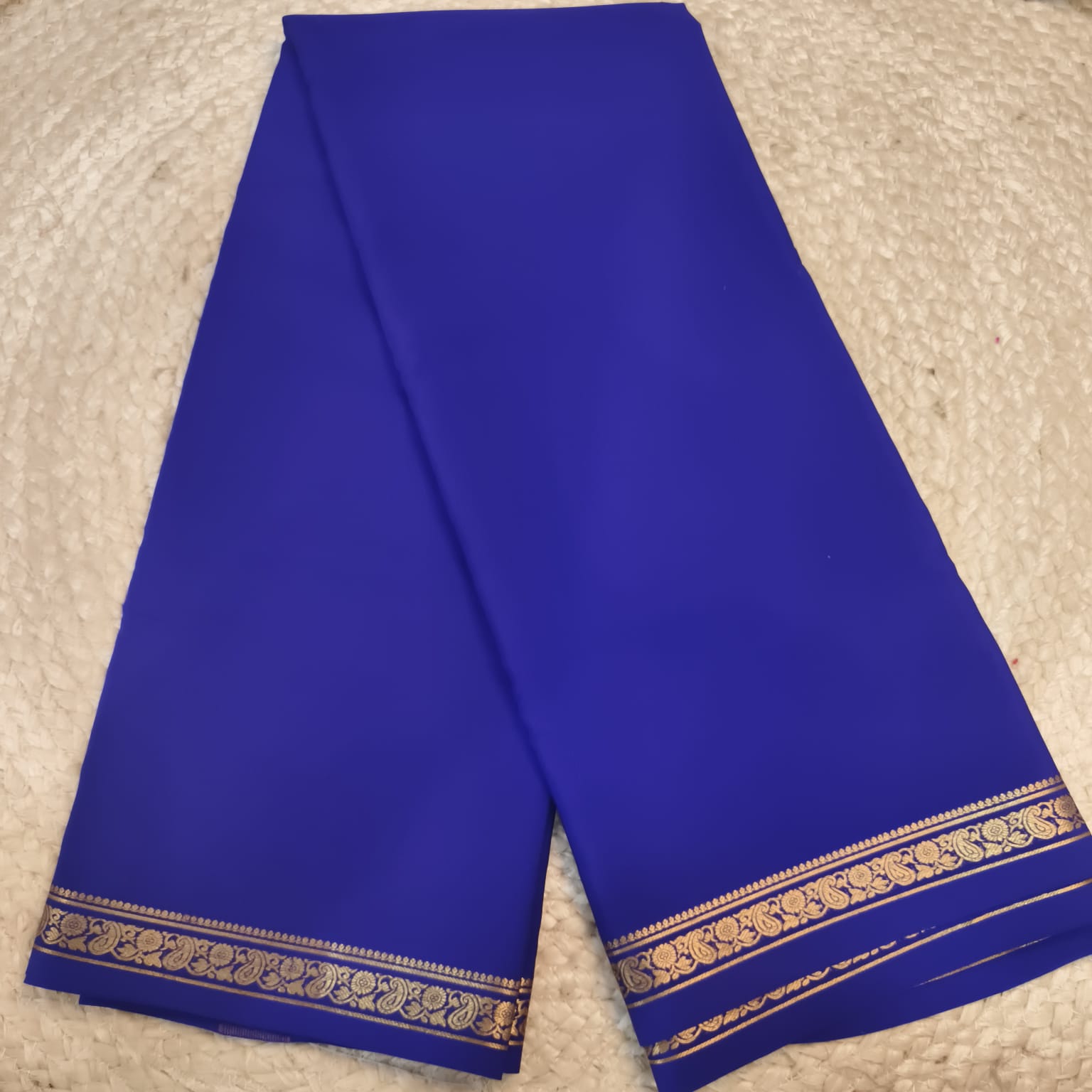 Pure Mysore Crepe Silk Saree – Dark Blue