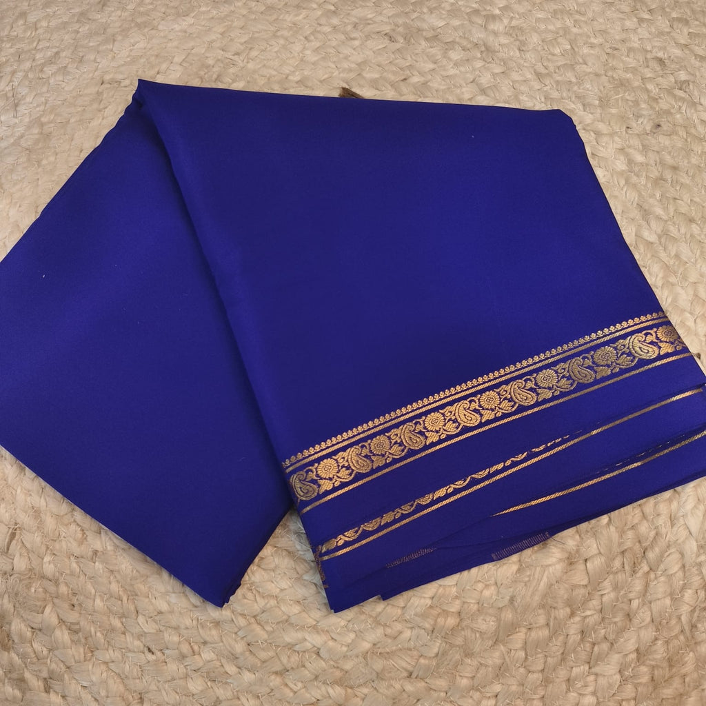 Pure Mysore Crepe Silk Saree – Dark Blue