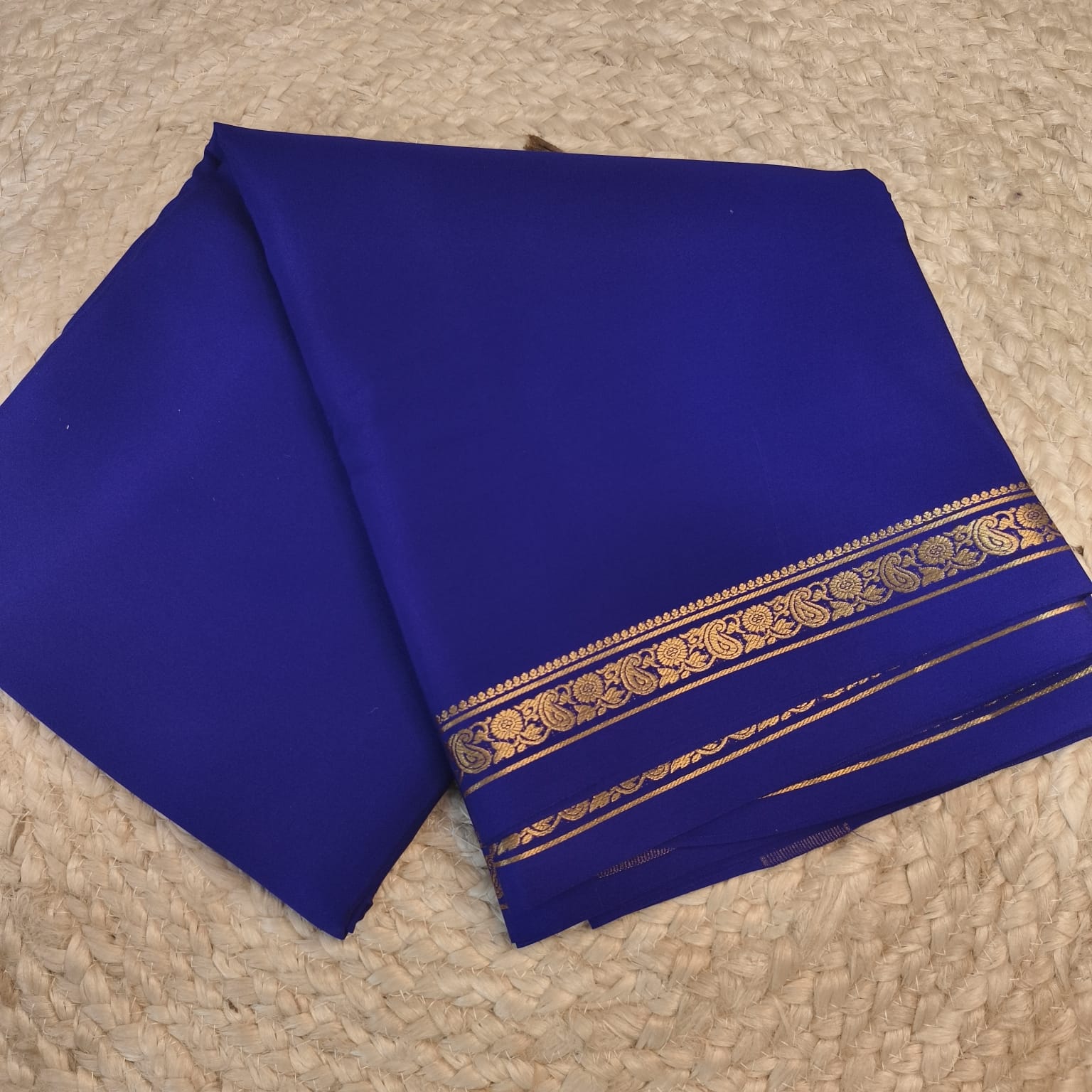 Pure Mysore Crepe Silk Saree – Dark Blue