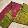 Soft Silk Saree – Maroon and Parrot Green