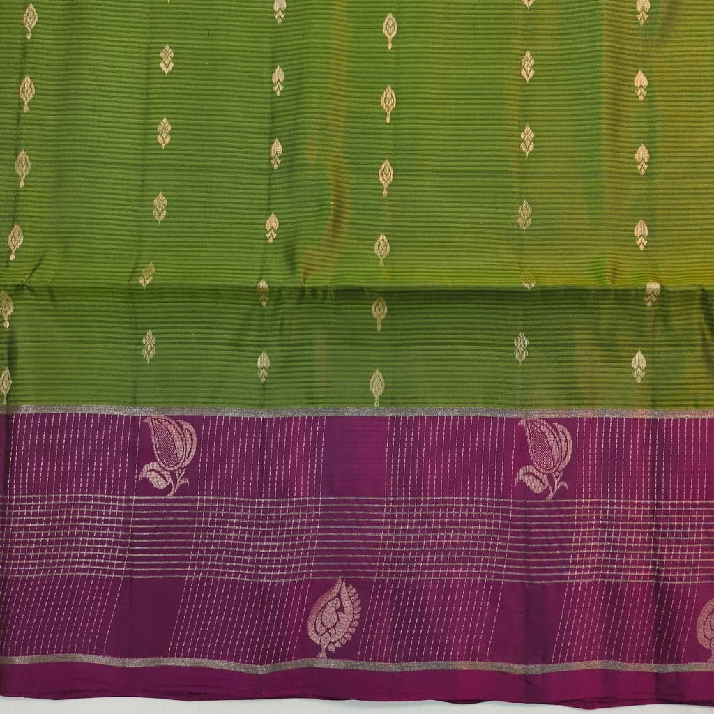 Soft Silk Saree – Green and Wine Contrast