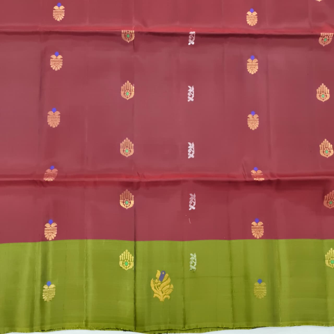 Soft Silk Saree – Maroon and Parrot Green