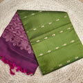 Soft Silk Saree – Green and Wine Contrast