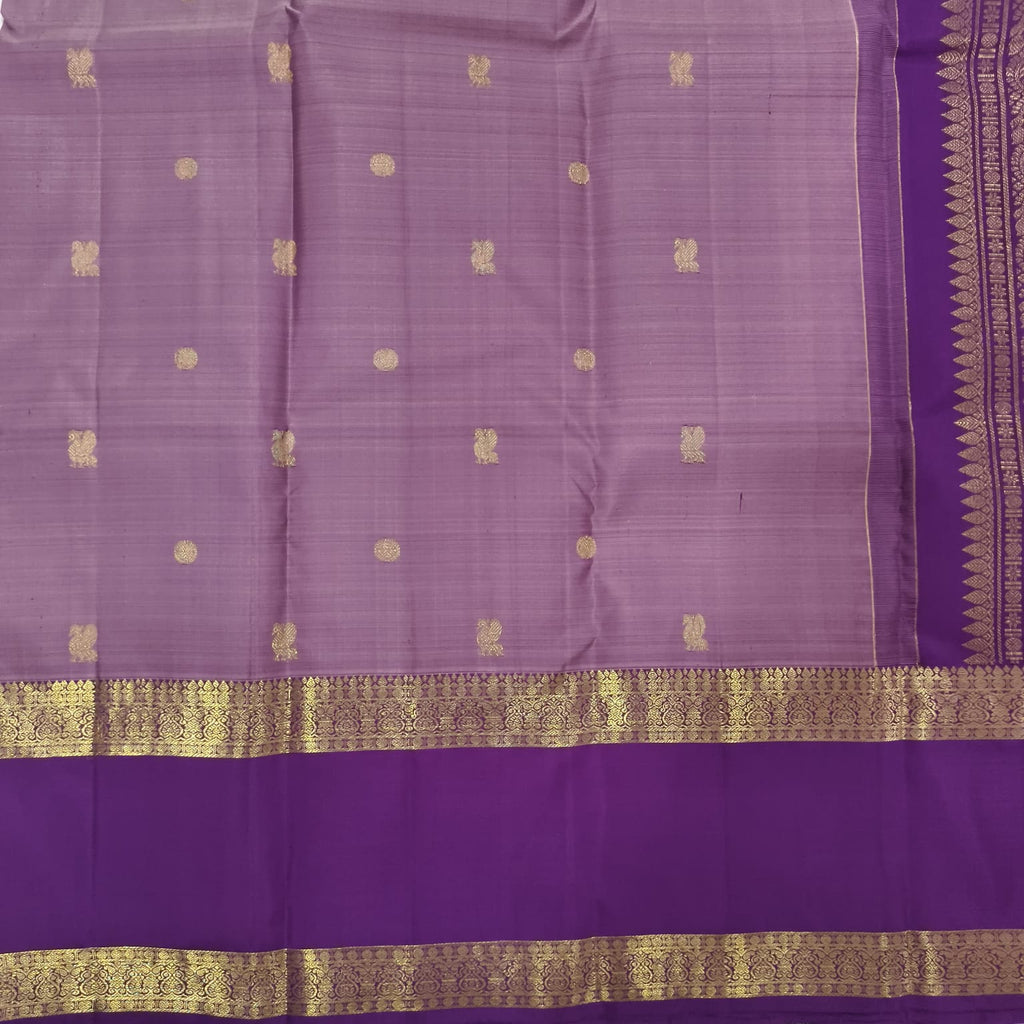 Pure Kanchipuram Silk Saree – Light Purple and Magenta with Bentex