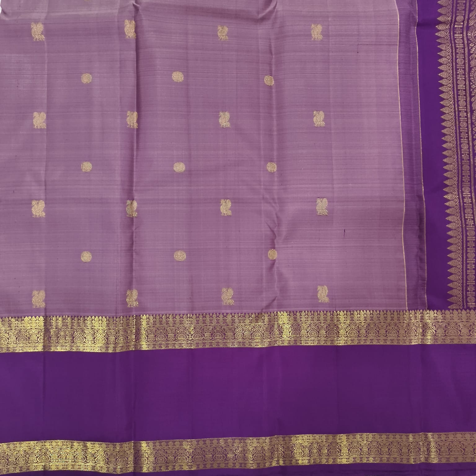 Pure Kanchipuram Silk Saree – Light Purple and Magenta with Bentex