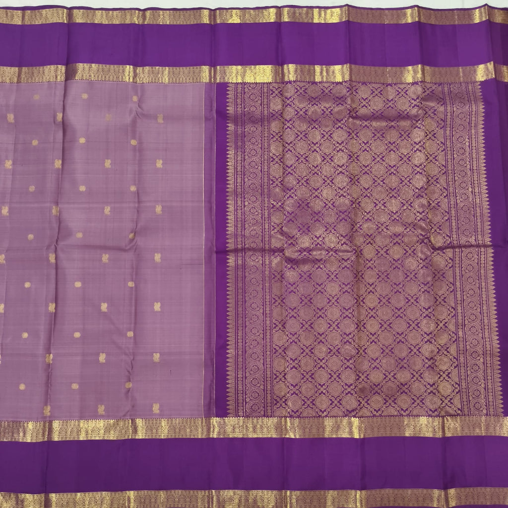 Pure Kanchipuram Silk Saree – Light Purple and Magenta with Bentex