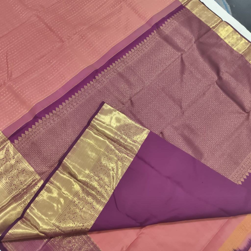 Pure Kanchipuram Silk Saree – Onion Pink and Wine