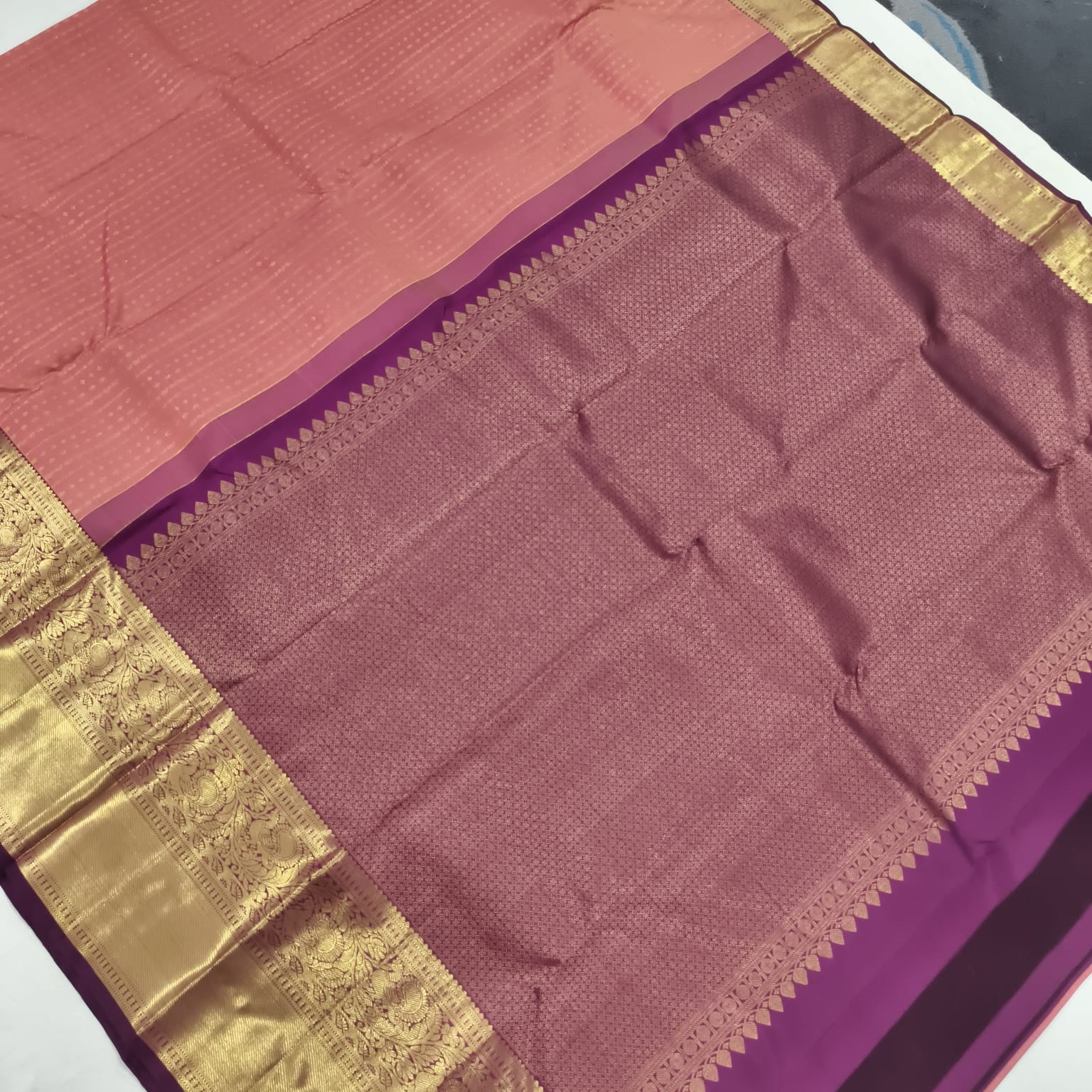 Pure Kanchipuram Silk Saree – Onion Pink and Wine