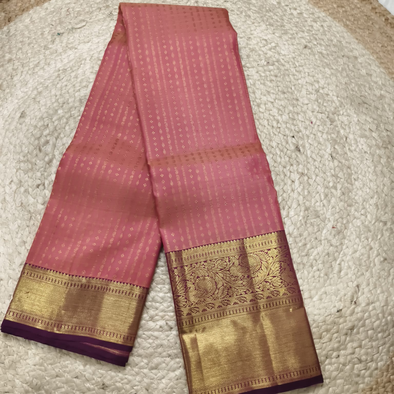 Pure Kanchipuram Silk Saree – Onion Pink and Wine