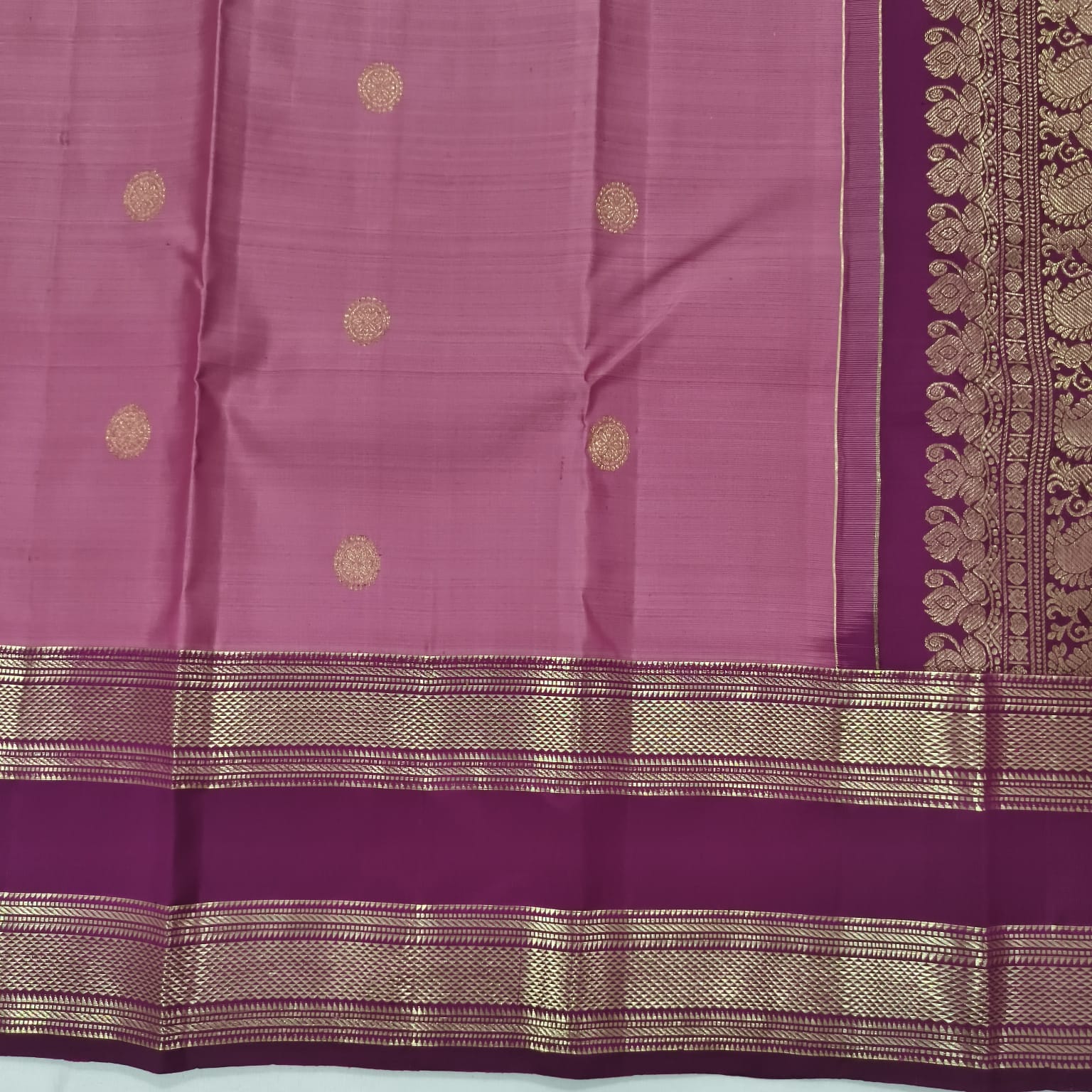 Pure Kanchipuram Silk Saree – Onion Pink and Deep Wine