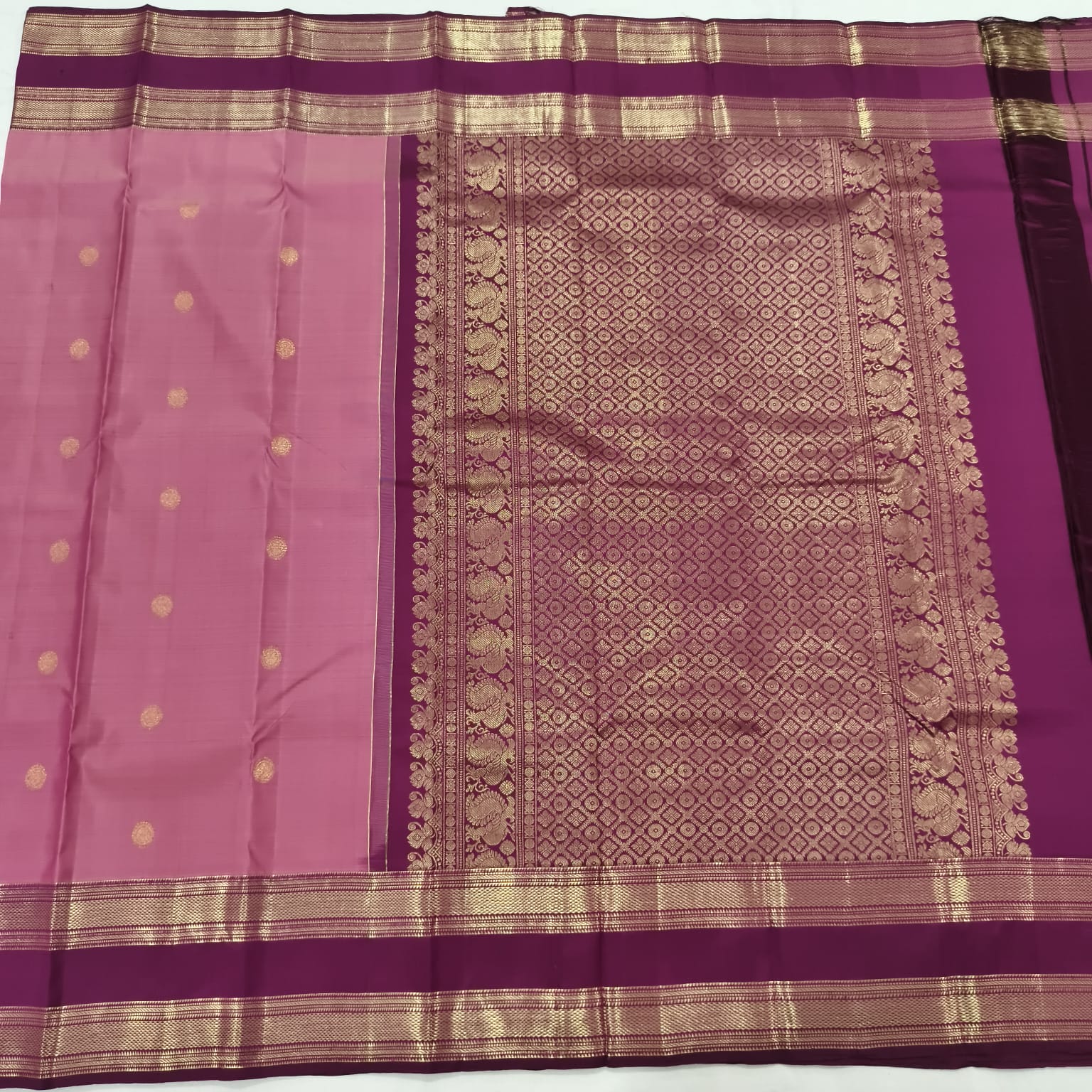 Pure Kanchipuram Silk Saree – Onion Pink and Deep Wine