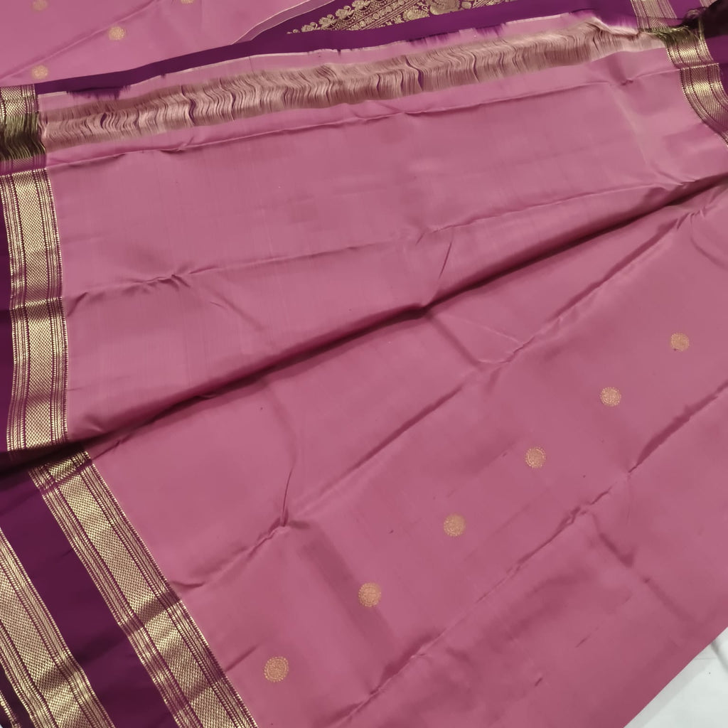 Pure Kanchipuram Silk Saree – Onion Pink and Deep Wine
