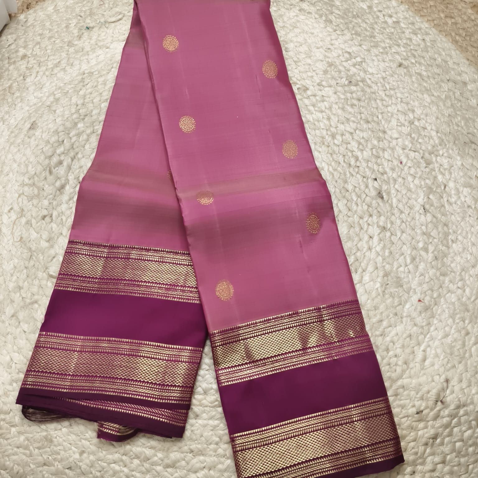 Pure Kanchipuram Silk Saree – Onion Pink and Deep Wine